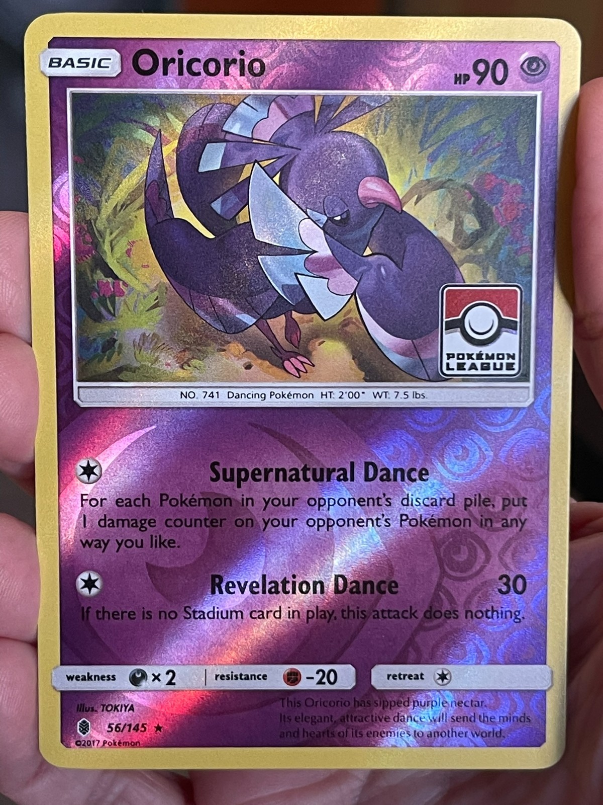 POKEMON ORICORIO 56/145 RARE REVERSE HOLO PROMO LEAGUE GUARDIANS RISING NM CARD