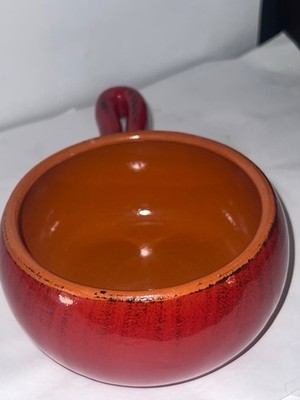 2 De Silva Pottery Soup/  Bowl,Oven To Table w/Handle, Made in Italy Red,NEW