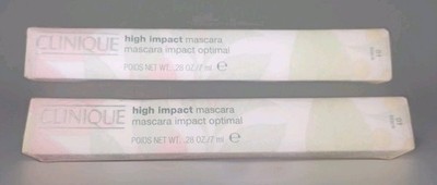 2 Boxes Clinique High Impact Mascara 01 Black 0.28 oz/7 mL each (Full Size) New 