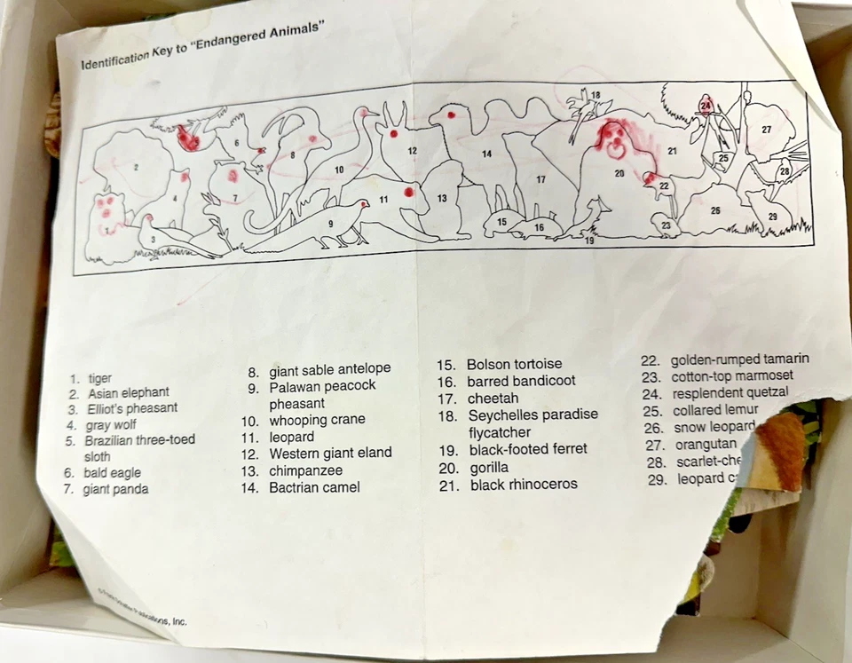 Endangered Animals Giant Floor Puzzle 48 Pcs. 5ft Long Complete Set Vintage 1992 - Image 4 of 4