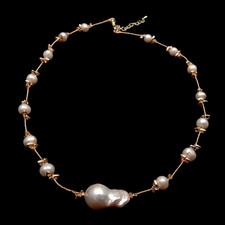 Cultured White Pearl Baroque Pearl Choker Necklace Jewelry Gift
