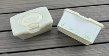 Lot of 2 Huggies Wipes Containers: Full Size Pop-Up EMPTY Plastic Faded Preowned