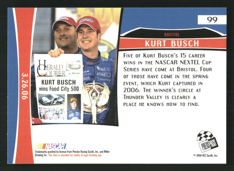 Kurt Busch 2007 Press Pass #99 Penske Racing South - Image 2 of 2