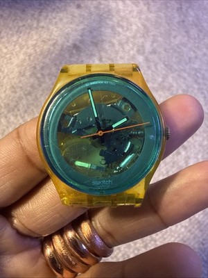 2nd Vintage 1986 Swatch Gent ''Turquoise Bay'' (GK103) vintage watch Untested!