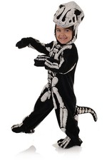 T-Rex Fossil Jumpsuit Attached Feet Hood Animals Nature Costume Toddler Boys