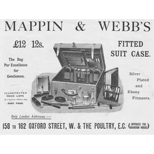 MAPPIN & WEBB Oxford Street Fitted Suit Case - Antique Print 1891 (714)