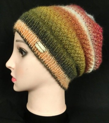 Strickmütze Feinstrick Boshi Beanie Hipster Farbverlauf handmade Unikat  Gr. L