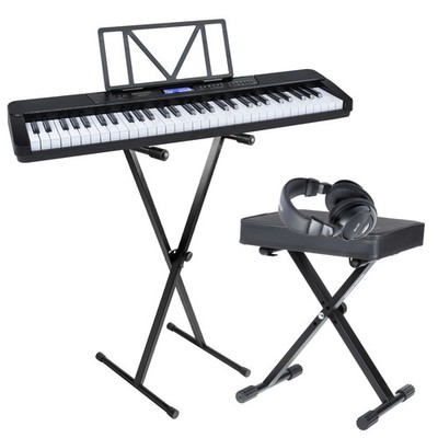 KeymaoXX PK361 61-Key Digital Keyboard USB MIDI 430 Sounds Stand Bench