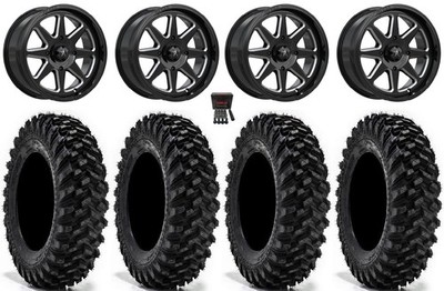 MSA Spark 14'' Wheels Gloss Black/Milled 32'' Warrior XT Tires Polaris RZR