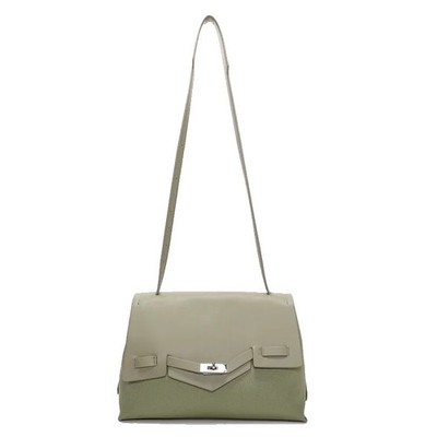 MIMI MUA SCHULTERTASCHE MIT KLAPPE UND CANVAS GRÜN
