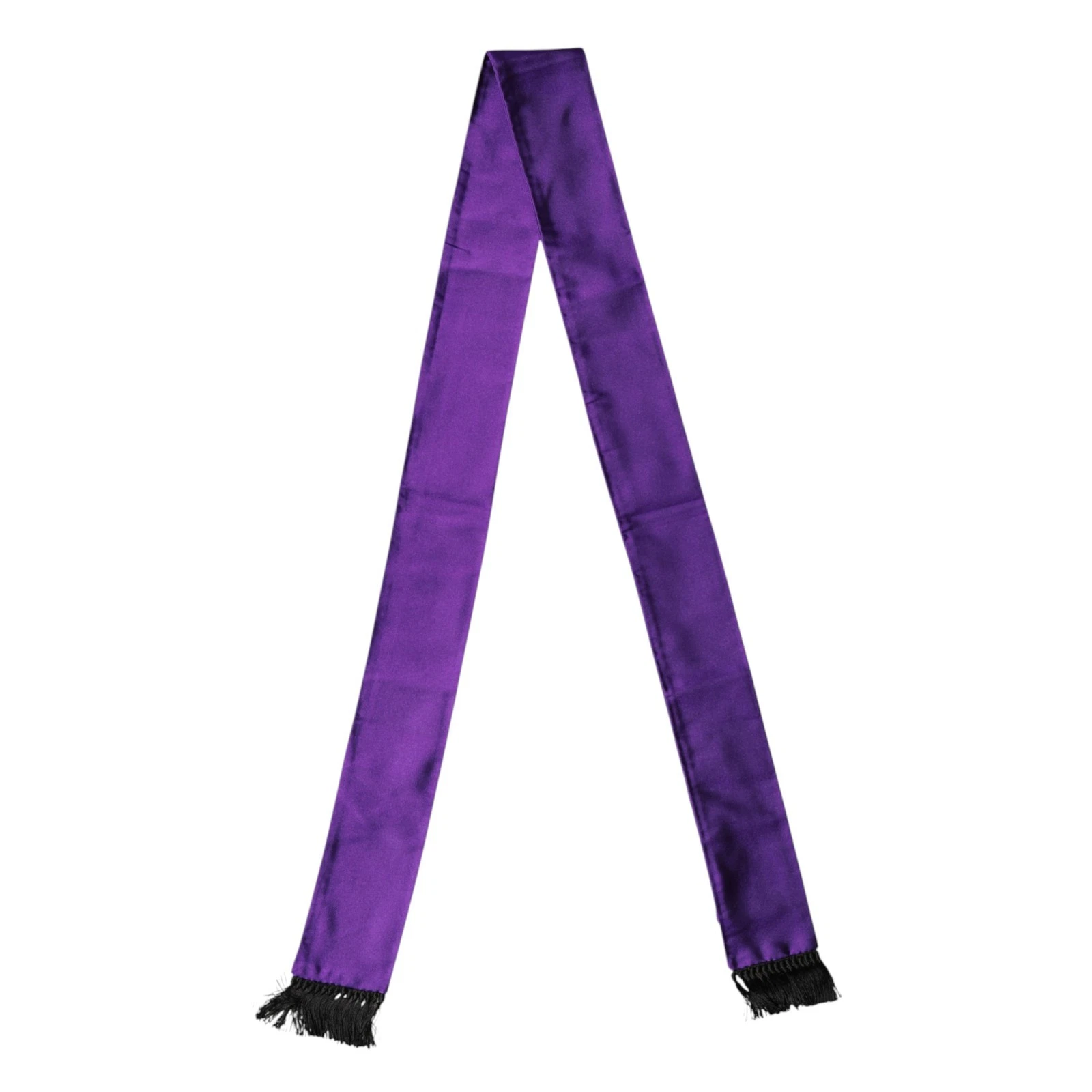 DOLCE & GABBANA Scarf Violet Silk Fringes Neck Wrap Foulard 160.5cm x 8cm 450usd