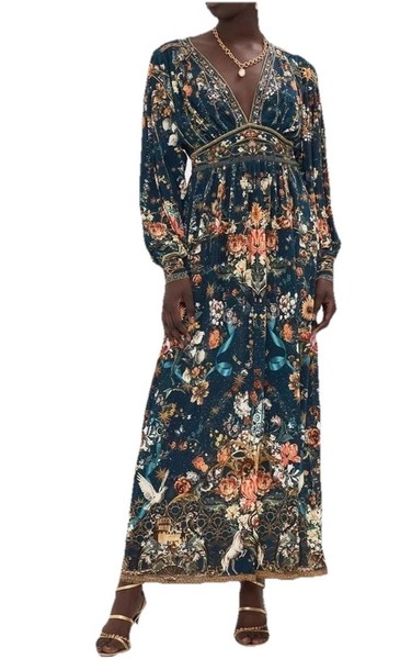Camilla V Neck Waisted Jersey Dress XL Extra Large She Who Wears The Crown maxi