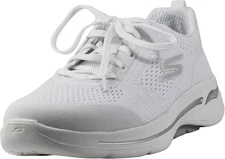 Skechers Women's Go Walk Arch Fit-Motion Breeze Sneaker, 8.5, White/Silver