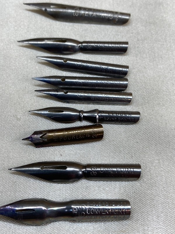 Mixed lot of steel pen nibs 9 pieces