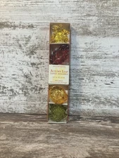 Williams Sonoma CANDLE HOLDER GLASS FALL LEAVES Tiny Taper AUTUMN Set Of 4