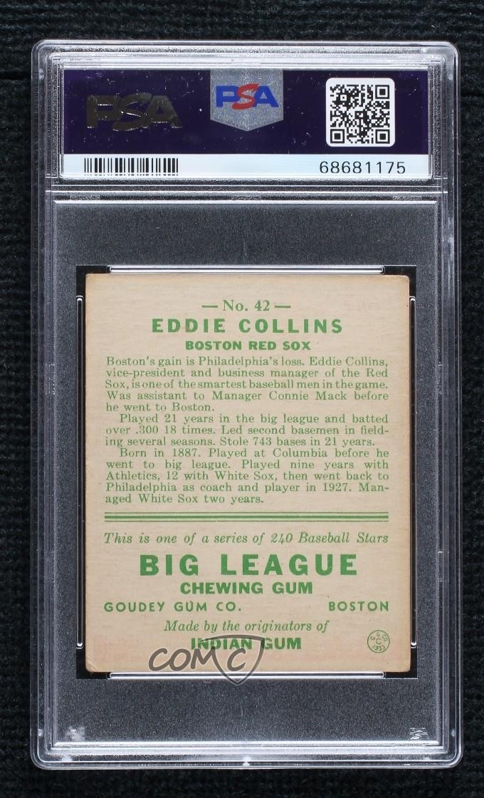 1933 Goudey Big League Chewing Gum R319 Eddie Collins #42 PSA 3 HOF view 2