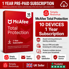 McAfee Total Protection Antivirus 2026 10 Devices 1 Year Auto-Renewal - Digital