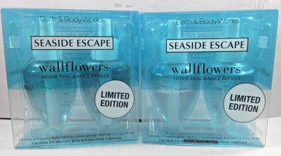 Bath and Body Works Home Wallflower Refill  Seaside Escape Ltd Ed  2 bx  4 bulbs