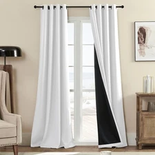 100% Blackout Curtain Panels, 84 inches 2 Panel Sets, Heat and Full Light Blo...