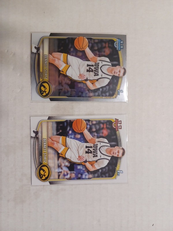 Bennett Stirtz, Iowa LOT OF 2 Basketball Topps Chrome Cards, BCP-90 & BPP-90