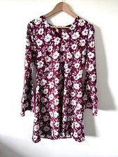 New Look Women’s Stunning Burgundy Flower Print Summer  Dress Size 10