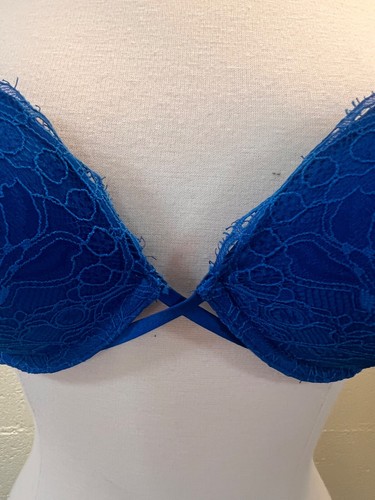 Victoria's Secret Shine Strap Bombshell Push Up Bra Size 34C Enamel Blue - Picture 2 of 8