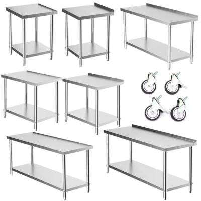 ONLINE-HOUSEHOLD Heavy Duty Commercial Stainless Steel Kitchen Catering Table Work Bench Worktop