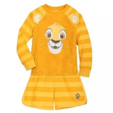 Disney Store Simba Long Sleeve  Shorts Pajama Set Girls PJs The Lion King Fuzzy