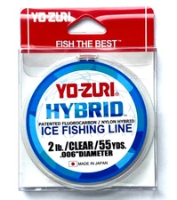 Yo-Zuri Hybrid Fluorocarbon Ice Fishing Line Clear 2lb Test 55yds