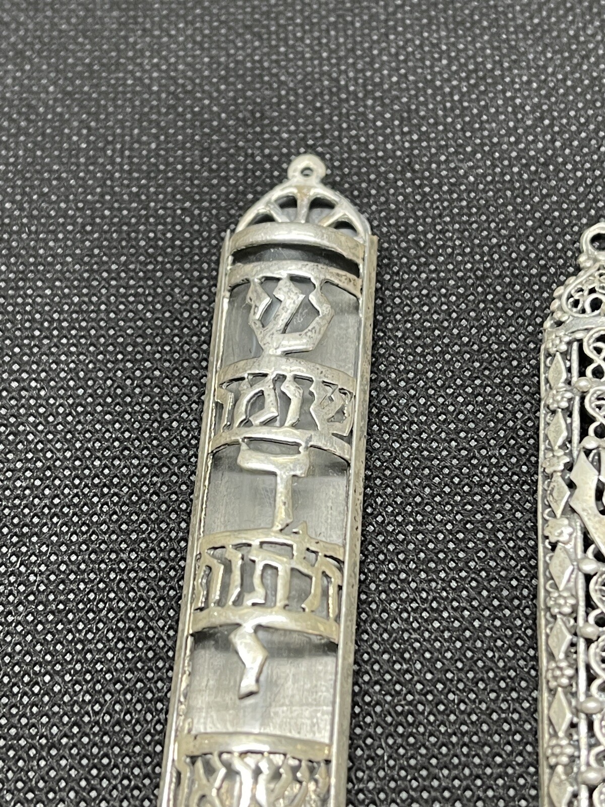 Set of two Vintage Filigree Sterling Silver Mezuzahs Judaica eBay
