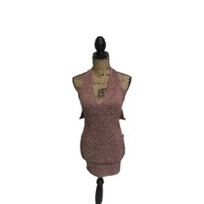 Windsor Pink Metallic dress small Short Halter Style