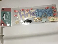Jolee's Boutique Title Waves HITCHED 3d Scrapbook Sticker 14 pcs wedding married
