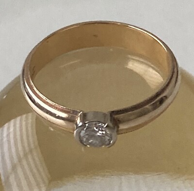 14k 0,5 ct Echter Diamant Solitär Ring. schnitte in belgien Unisex. S.12 
