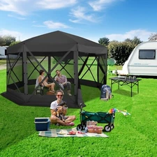15x15 Pop Up Gazebo Screen House Hub Tent Instant Shelter with Mosquito Netting