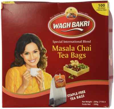 WaghBakri Masala Chai Tea Bags 100 Ct  Authentic Indian Spice Tea Free usa shipr