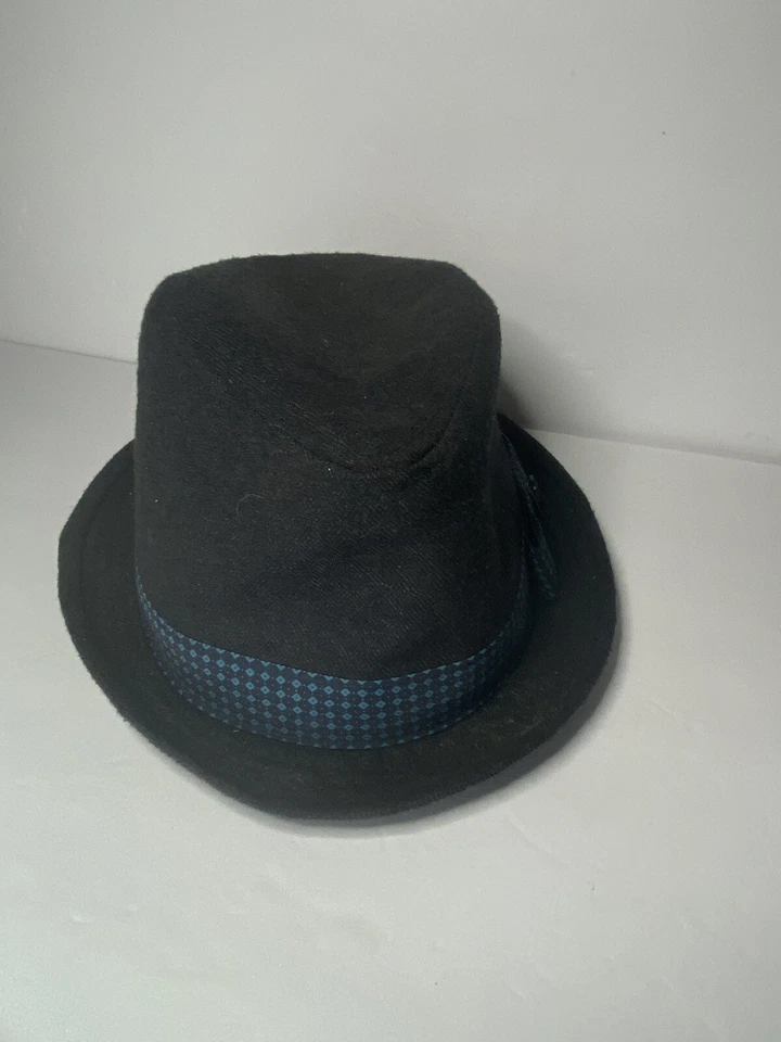 Sombrero Fedora Ben Sherman, Talla L/XL Gris Banda Azul Años 60 Mod Retro Banda Geométrica Foto 4 de 4