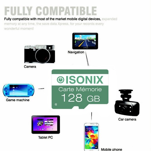 Carte Mémoire Micro sd 32/64/128/ Go 100 ℅ Réel Capacité Et Class 10 +Adaptateur - Zdjęcie 3 z 7