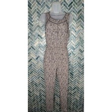 LUCKY BRAND CREAM NAVY BLUE DITSY FLORAL LONG SKINNY LEG ROMPER JUMPSUIT BOHO S