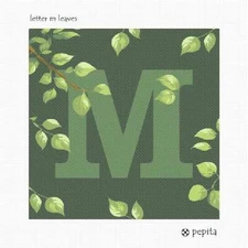Letter M Leaves Needlepoint Kit or Canvas