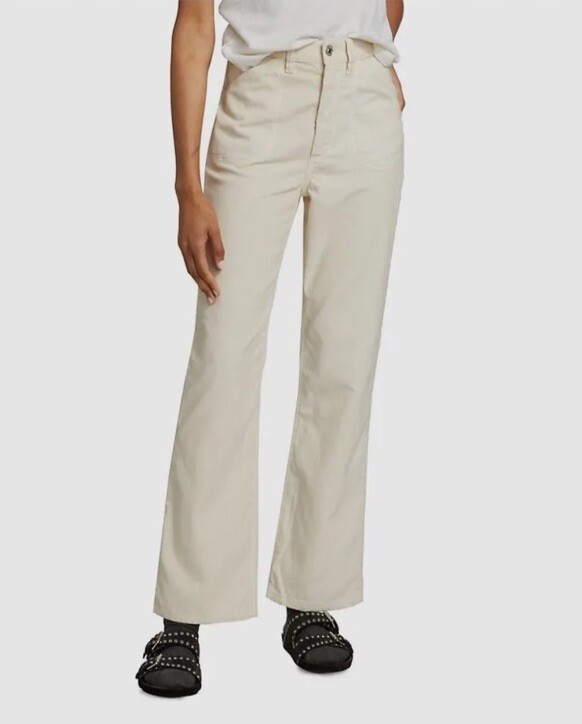 RE/DONE Corduroy Pants Ivory High Rise Loose Flared Jeans Women's