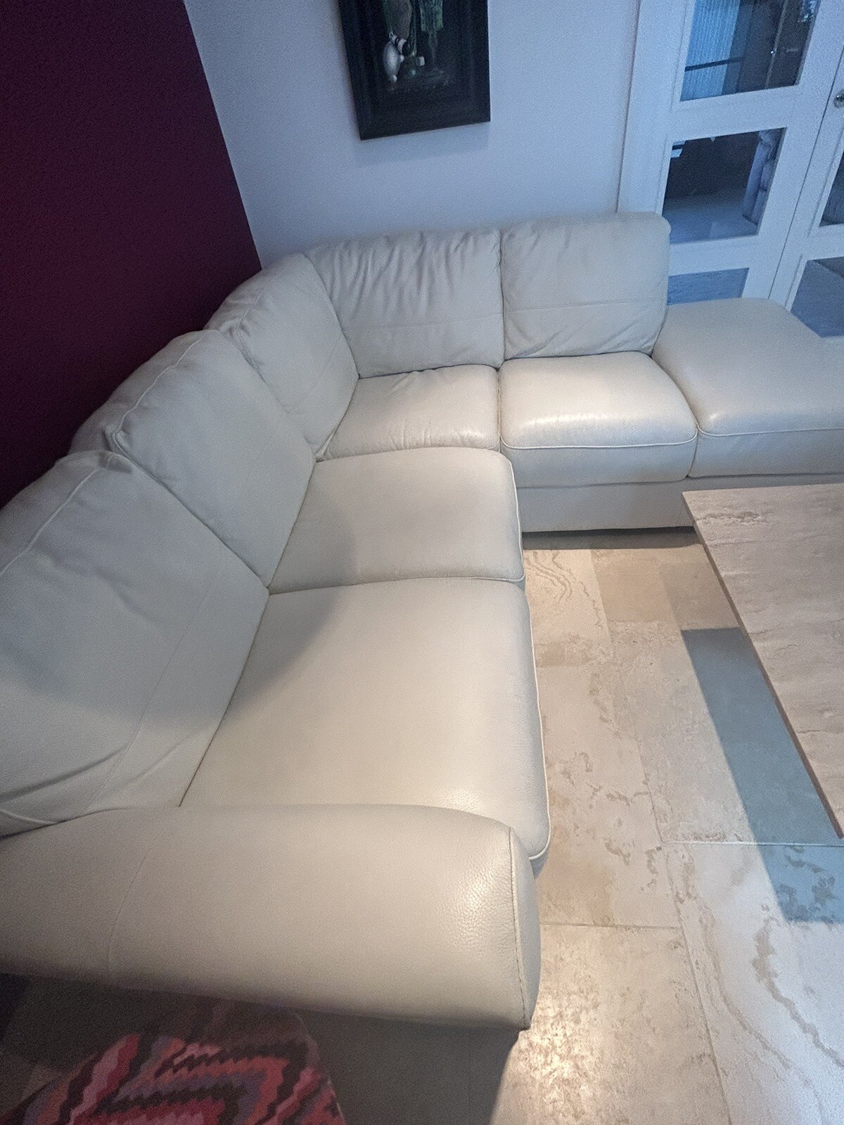 Cream Leather Corner Sofa eBay