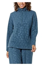 Comfort Code Women's Leopard-Embossed Fleece Quarter Zip Pullover Blue