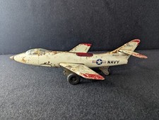 Vintage Tin Airplane Toy Navy 84357 Japan Rare 10 In