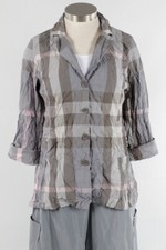 Liv By Habitat Clothes Boyfriend Jacket Crinkle-109404 Plaid Neutral Size M