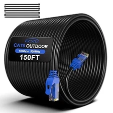 150FT Cat6 Outdoor Ethernet Cable, In-Ground, Heavy Duty Direct Burial, 24AWG