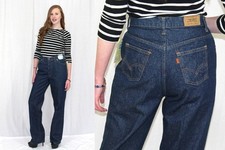 Vintage 70s Levis Dark HIGH Waist California Straights Retro Mom Jeans NOS 31x35