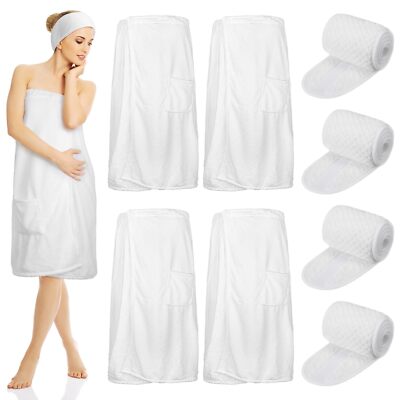 Kinlop 4 Sets Towel Wrap Bath Wrap Towel for Women with Pocket with Facial Sp...