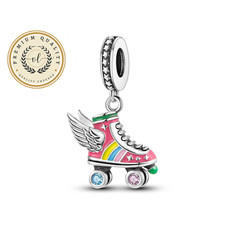 Roller Skate Wings Charm For Bracelet, Roller Skate Charm, Skater Charm