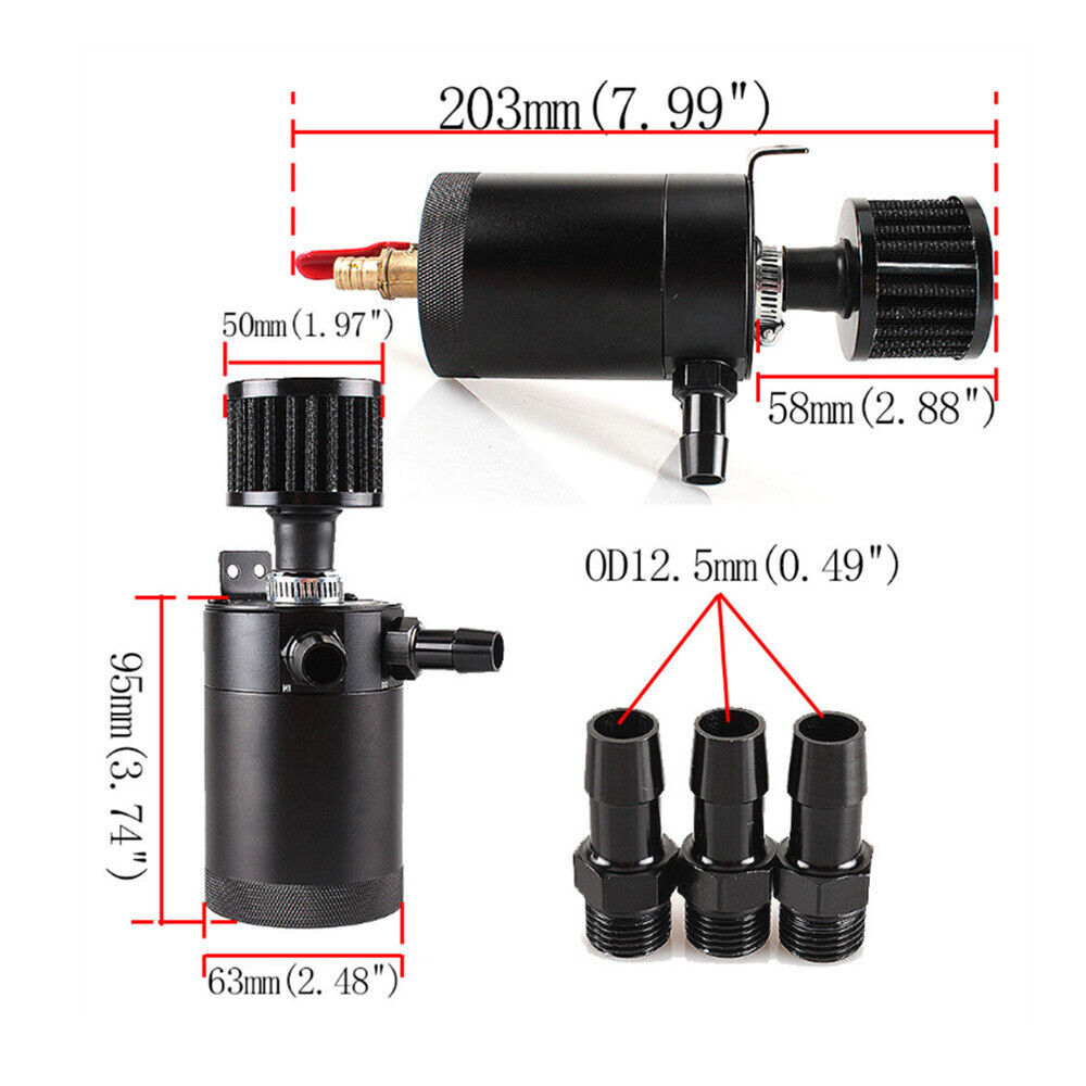 Universal 3-port Oil Catch/can/tank/reservoir Air-oil Separator Racing Baffled E - Foto 2