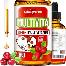 Liquid Multivitamin for Dogs – Cat 1 Pack x 2 Oz, White with red elements 